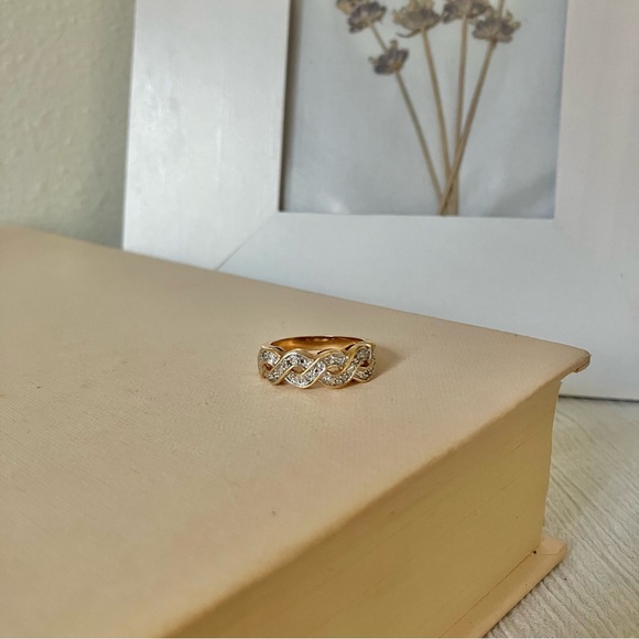 Eternity Twist Gold Helix Braid Pave Band Ring “Bellamy” Classic Engagement Prom - Picture 5 of 12